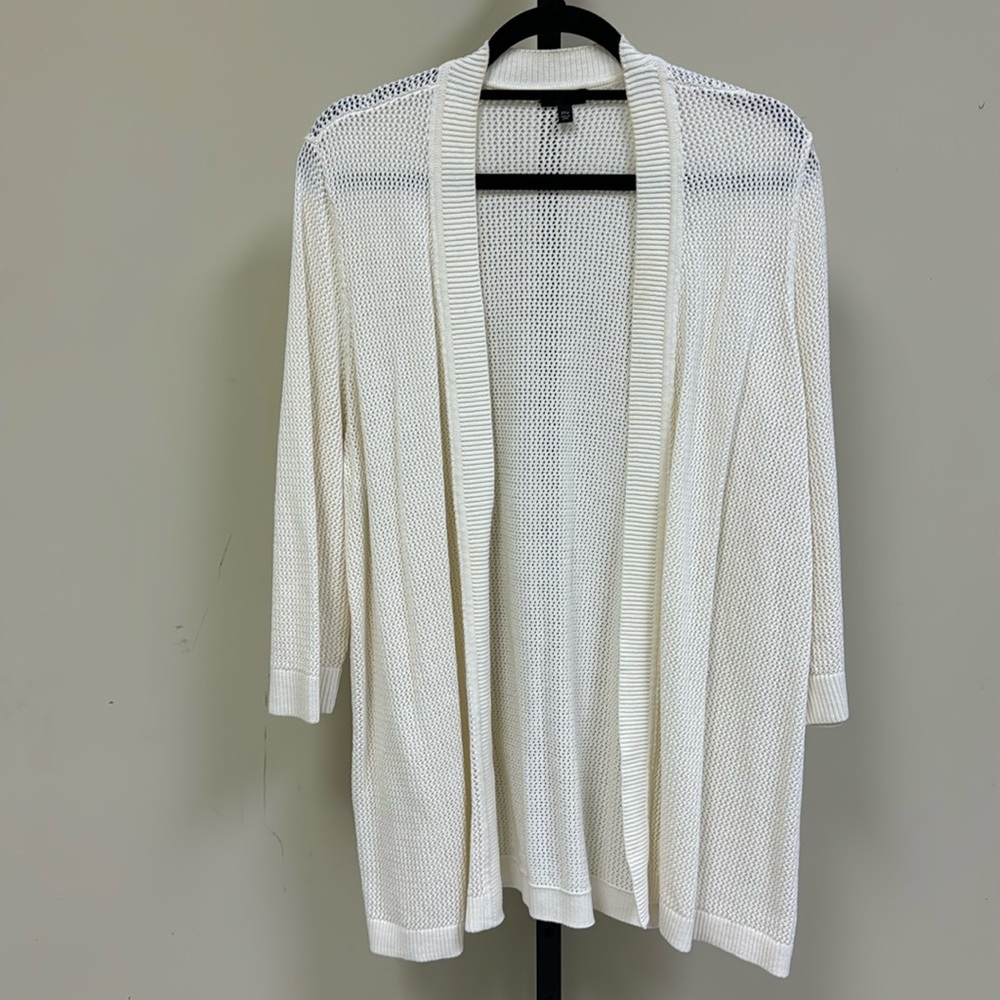 Talbots  100% cotton, cream colored, open front sweater.